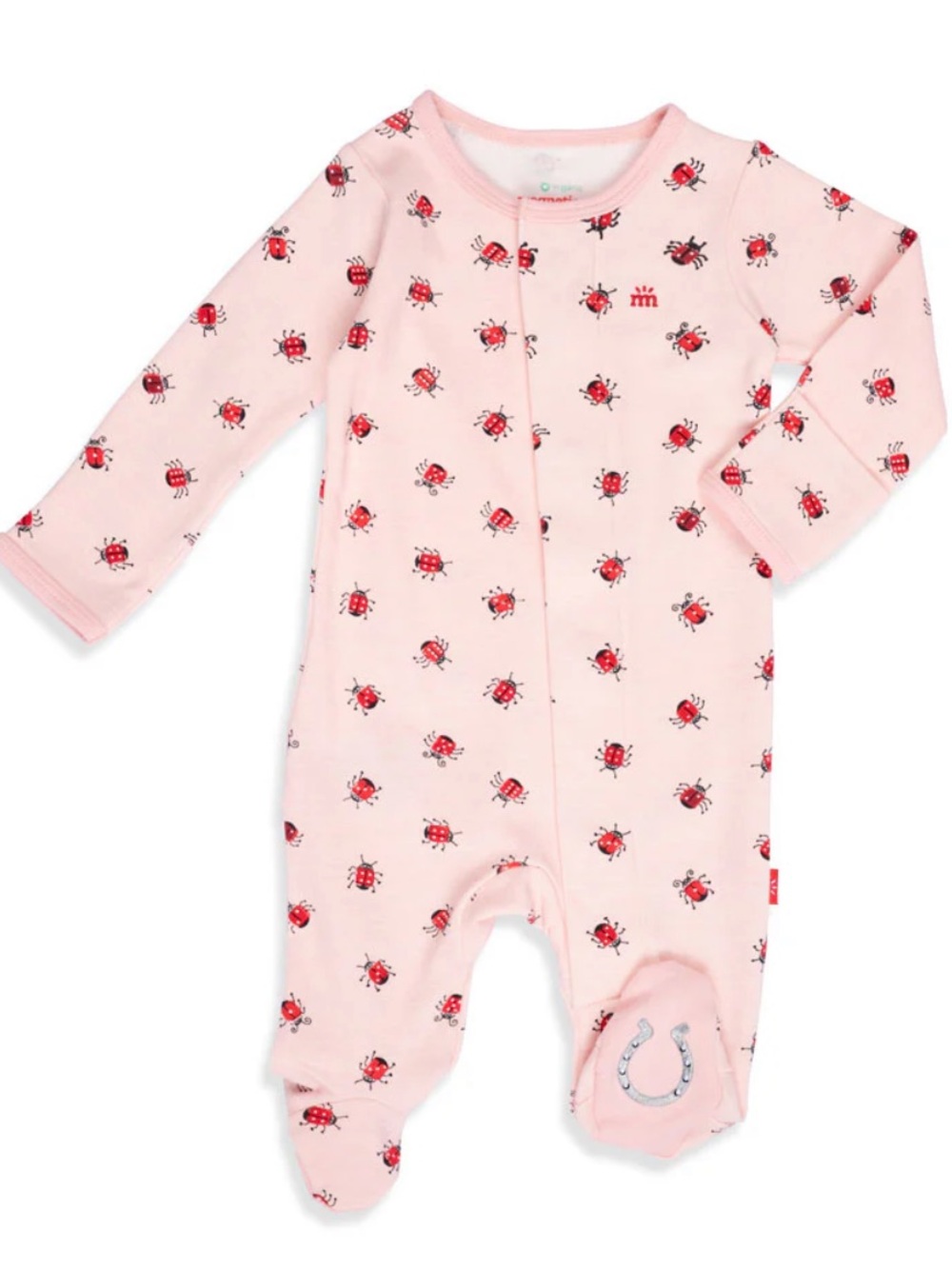 Magnetic Me Organic Cotton Lucky Charm Ladybug Onesie, Footie Pink Red Onesie